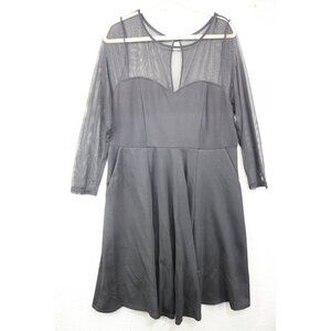 Torrid Black Mesh Empire Waist Dress-Size 14-Whimsigoth-Witchy-Goth-Pockets